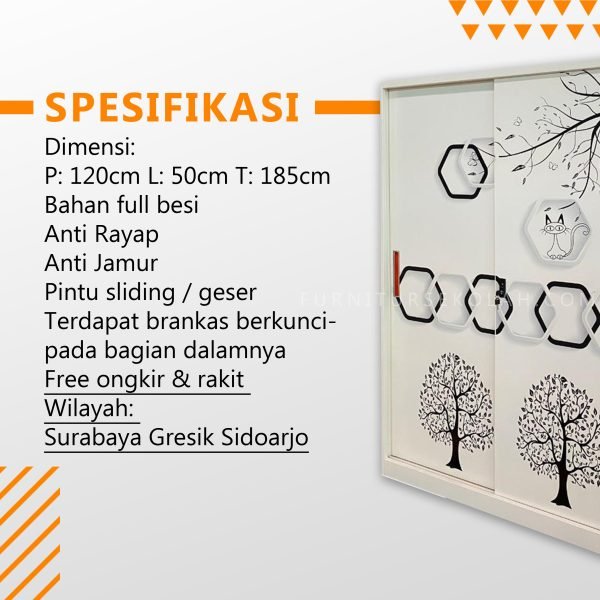LPB-237S SPEK Lemari Pakaian Besi Sliding LPB-237S